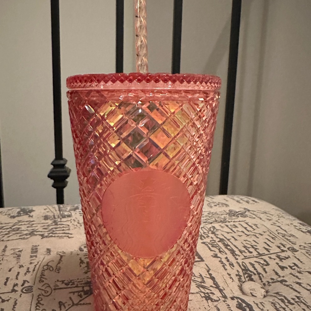 Starbucks Pink Textured Tumbler with Beaded Rim